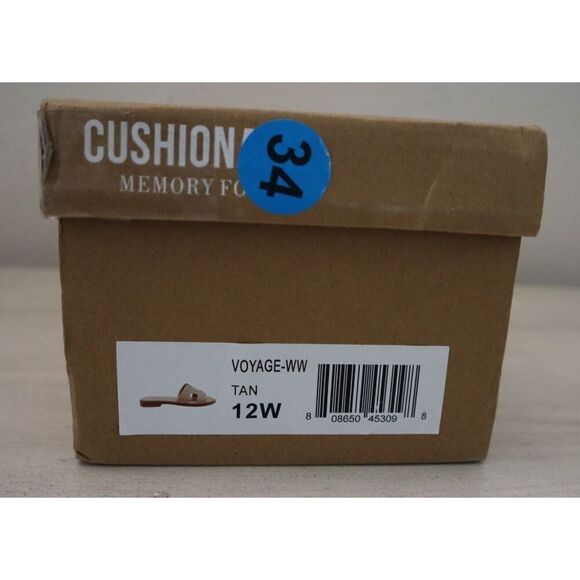 Cushionaire Women's Sz 12W Tan Voyage Slide Sandals + Memory Foam - Picture 3 of 16